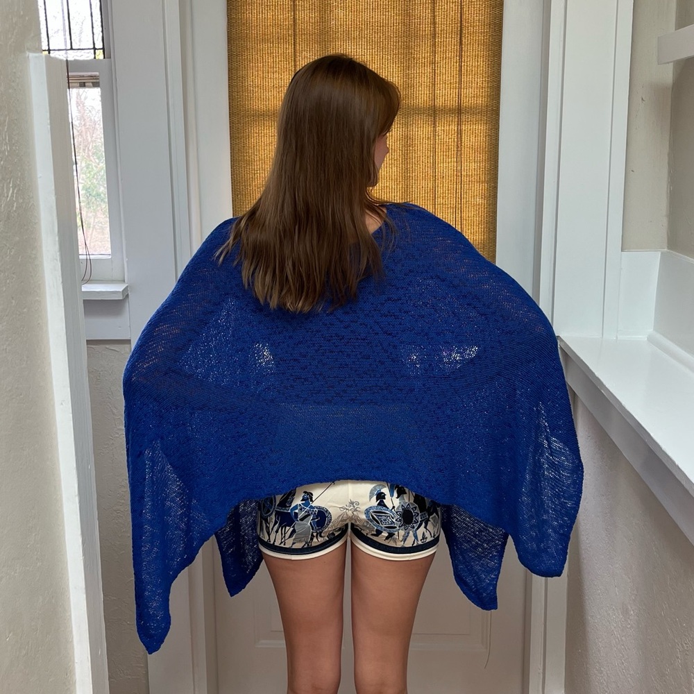 Blue Asymmetrical Poncho - Picture 3 of 5